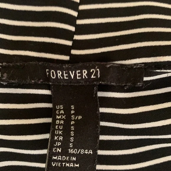 Forever 21 black and white stripped blouse with necktie - Picture 8 of 8